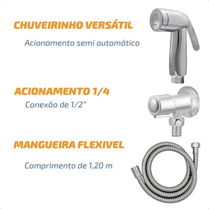 Imagem de Ducha Higiênica Cromada Abs Acionamento 1/4 De Volta