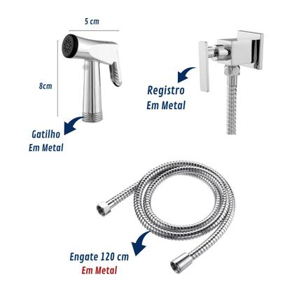 Imagem de Ducha Higiênica Em Metal Quadrada Padrão Deca Para Lavabo
