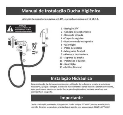 Imagem de Ducha Higiênica Em Metal Quadrada Padrão Deca Para Lavabo