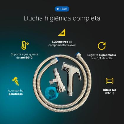 Imagem de Ducha higienica flex 1,2 m abs cromada kelly metais.