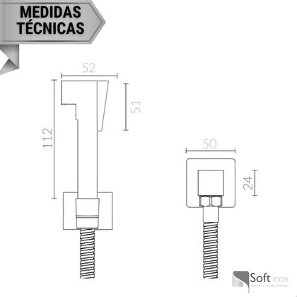 Imagem de Ducha Higiênica Quadrada Black Matte/Preta 1/4v