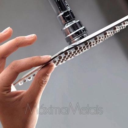 Imagem de Ducha Inox 20cm Quadrada Square Chuveiro Slim 20x20 super luxo metal inox banheiro duchinha banho
