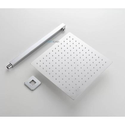 Imagem de Ducha Inox Quadrada 30cm Slim 30x30 Com Braço De Parede Luxo