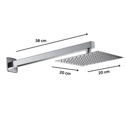 Imagem de Ducha inox Quadrada Slim 20x20 com braço de parede Cromado