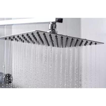 Imagem de Ducha inox slim 20x20 com braco e ducha higienica cromada