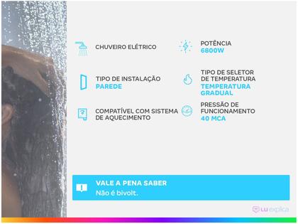 Imagem de Ducha Loren Shower Ultra Eletrônica 6800w 220v Lorenzetti
