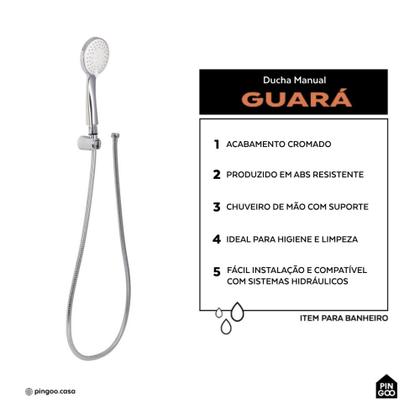 Imagem de Ducha Manual Guará Pingoo.casa - Prata