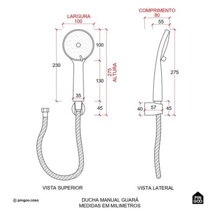 Imagem de Ducha Manual Guará Pingoo.casa - Prata