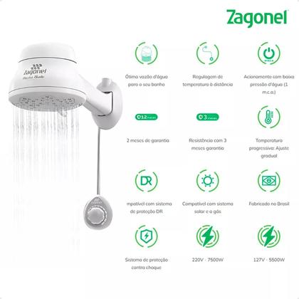 Imagem de Ducha Master Banho Eletrônica Branca 127v 5500w Zagonel