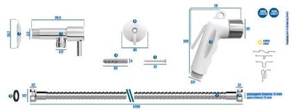 Imagem de Ducha preto c/registro flex crom 1 2m 220939 - blukit