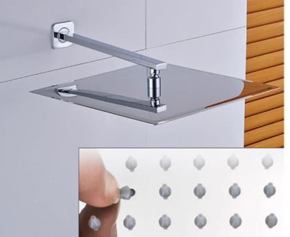 Imagem de Ducha Quadrada 25x25cm Inox SUS304 25cm Borda Fina com Braço Quadrado 40cm