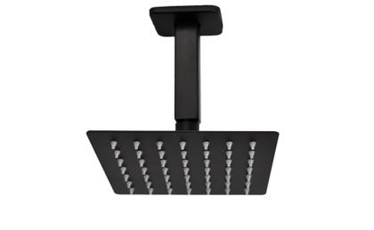 Imagem de Ducha Quadrada Black Matte Slim 15 cm com Braço 10 cm de Teto Preto Fosco