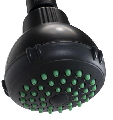 Imagem de Ducha Redonda 7 cm em ABS Preta c/ Braço de Teto de 24 cm