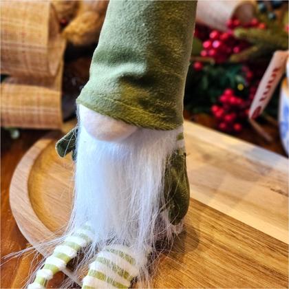 Imagem de Duende Gnomo Perna tecido Longo Listrado Verde 45CM