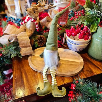 Imagem de Duende Gnomo Perna tecido Longo Listrado Verde 45CM