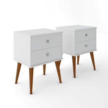 Imagem de Dullar Móveis Kit 2 Mesa De Cabeceira Quarto Retro Berlim 2 Gavetas
