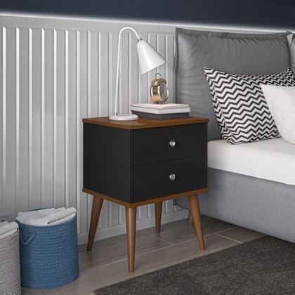 Imagem de Dullar Móveis Kit 2 Mesa De Cabeceira Quarto Retro Berlim 2 Gavetas