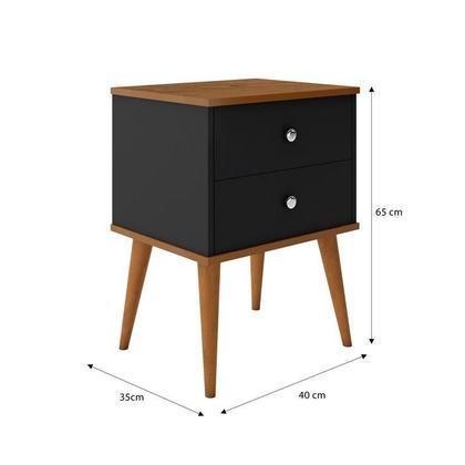 Imagem de Dullar Móveis Kit 2 Mesa De Cabeceira Quarto Retro Berlim 2 Gavetas