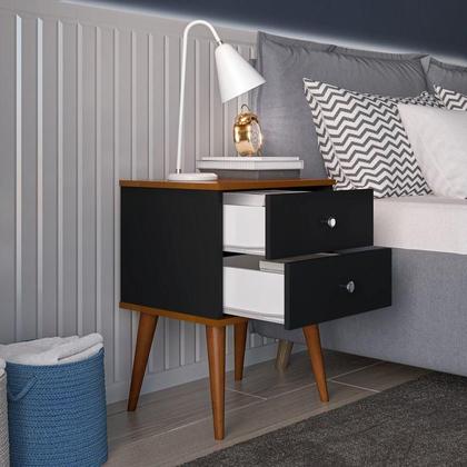 Imagem de Dullar Móveis Kit 2 Mesa De Cabeceira Quarto Retro Berlim 2 Gavetas