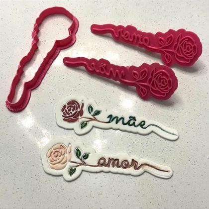 Imagem de Dupla Cortador e Marcador Amor e Mãe Rosa - D260297 - Ideal para Massas e Pastas