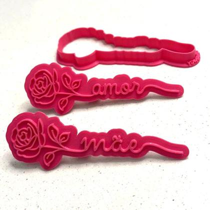 Imagem de Dupla Cortador e Marcador Amor e Mãe Rosa - D260297 - Ideal para Massas e Pastas