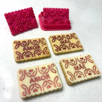 Imagem de Dupla Cortador e Marcador Bolacha Mãe e Amor - D260285 - Ideal para Diversas Massas e Pastas