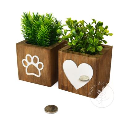Imagem de Dupla de Vasinhos com Planta Artificial Decoração Pet