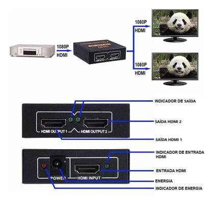 Imagem de Duplicador De Imagem Splitter 1x2 Divisor Hdmi 4k 3840p