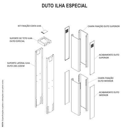 Imagem de Duto Especial de Inox para Coifa de Ilha  Altura 2,00 a 2,20 metros
