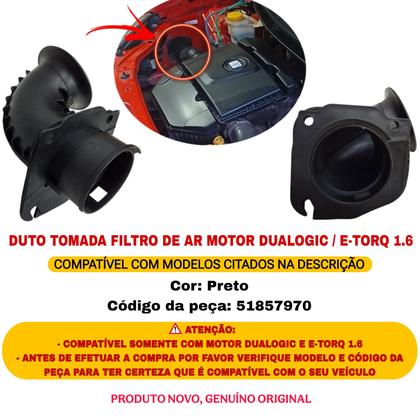 Imagem de Duto Tomada Filtro Ar Fiat Strada Trekking 2013 2014 2015 2016 E-torq Dualogic 1.6 Original