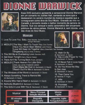 Imagem de DVD Dionne Warwick 18 Incríveis Sucessos