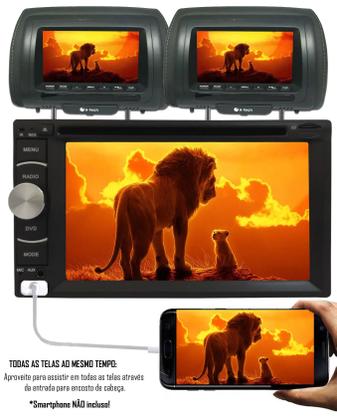 Imagem de DVD Player 2 Din E-Tech + 2 Encosto AV + Câmera Ré