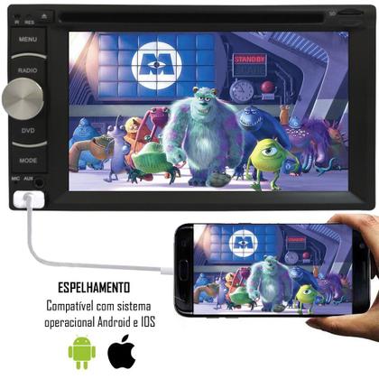 Imagem de DVD Player 2 Din E-Tech Universal Tela 6,2" Espelhamento Bluetooth USB + 2 Encosto Cabeça AV + Câmera Ré + Receptor TV Digital
