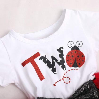 Imagem de É minha roupa de 1º/2º aniversário, bebê, menina, uma festa, vestido tutu para crianças, concurso de Halloween, meia/primeiro macacão, conjuntos de saia infantil Crown para adereços fotográficos Costume Age Ladybug-Two 2Y