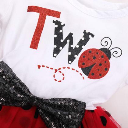 Imagem de É minha roupa de 1º/2º aniversário, bebê, menina, uma festa, vestido tutu para crianças, concurso de Halloween, meia/primeiro macacão, conjuntos de saia infantil Crown para adereços fotográficos Costume Age Ladybug-Two 2Y