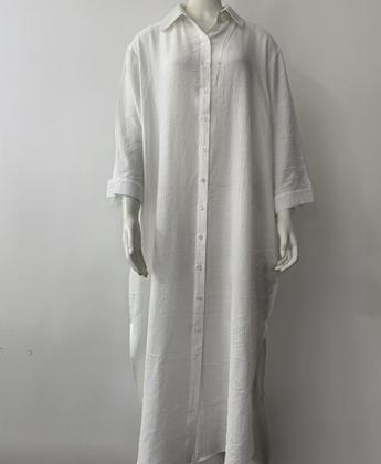 Imagem de E0427-Vestido Branco Chemise Camisão Longa Saída Praia Plus Size Festa Réveillon