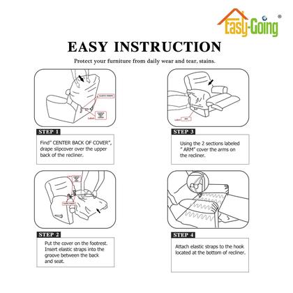 Imagem de Easy-Going 4 Peças Microfibra Stretch Recliner Slipcover  Spandex Soft Fitted Sofá Sofá Cover, Protetor de Móveis Lavável com Fundo Elástico para Crianças, Animal de Estimação (Reclinável, Branca de Neve)