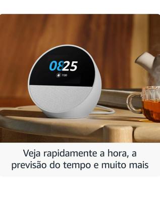 Imagem de Echo Spot (2024) com Alexa: Despertador inteligente com som vibrante e Alexa Cor Branca - Amazon