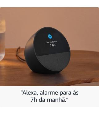 Imagem de Echo Spot (2024) com Alexa: Despertador inteligente com som vibrante e Alexa Cor Preta - Amazon