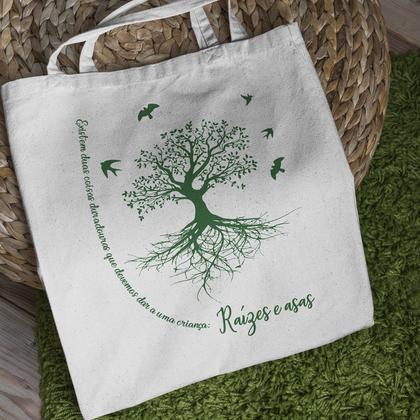 Imagem de Ecobag Raízes e Asas Bolsa de Praia Feminina Grande Tecido Costura Reforçada de Algodão Cru Ecológica 30x40 REC store