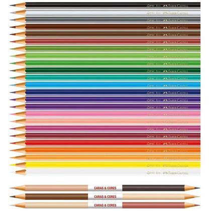 Imagem de Ecolápis de cor Caras e Cores 24 cores clássicas + 6 tons de pele Faber-Castell