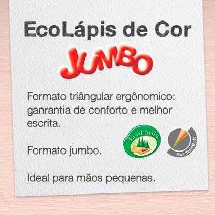 Imagem de Ecolápis de Cor Triangular Jumbo Estojo com 12 cores + 2 Ecolápis Grafite Jumbo - Faber Castell