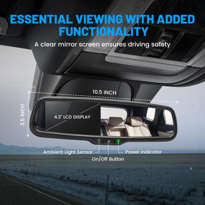 Imagem de Ecrã de espelho retrovisor EWAY LCD 4,3" para Ford F150/250/350