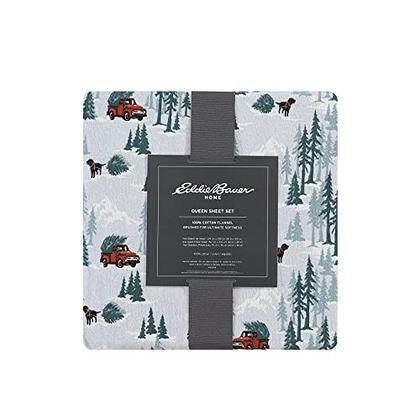 Imagem de Eddie Bauer - Queen Sheets, Conjunto de Cama de Flanela de Algodão, Escovado para SuaVidade Extra, Decoração Doméstica Aconchegante (Tree Farm, Queen)