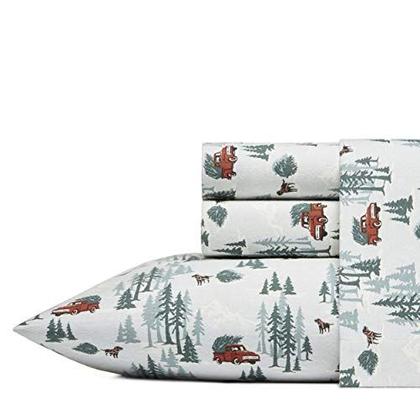 Imagem de Eddie Bauer - Queen Sheets, Conjunto de Cama de Flanela de Algodão, Escovado para SuaVidade Extra, Decoração Doméstica Aconchegante (Tree Farm, Queen)