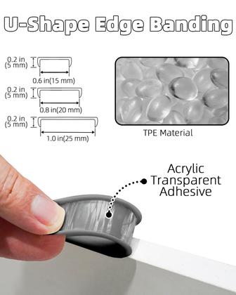 Imagem de Edge Banding JSIWOTH, folheado em forma de U, 5 m, cinza autoadesivo