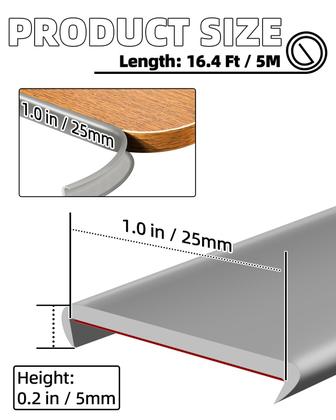 Imagem de Edge Banding JSIWOTH, folheado em forma de U, 5 m, cinza autoadesivo