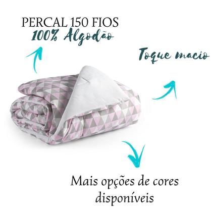 Imagem de Edredom Algodão Infantil Triângulo Rosa Mini Cama Moderno