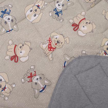 Imagem de Edredom Buettner Casal Malha 100% Algodão Basic Estampado Dogs 180mx220m Cinza