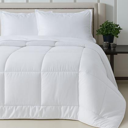 Imagem de Edredom Cama Casal Queen Tecido 400 Fios Percal Dupla Face Branco e Cinza Luxo Premium